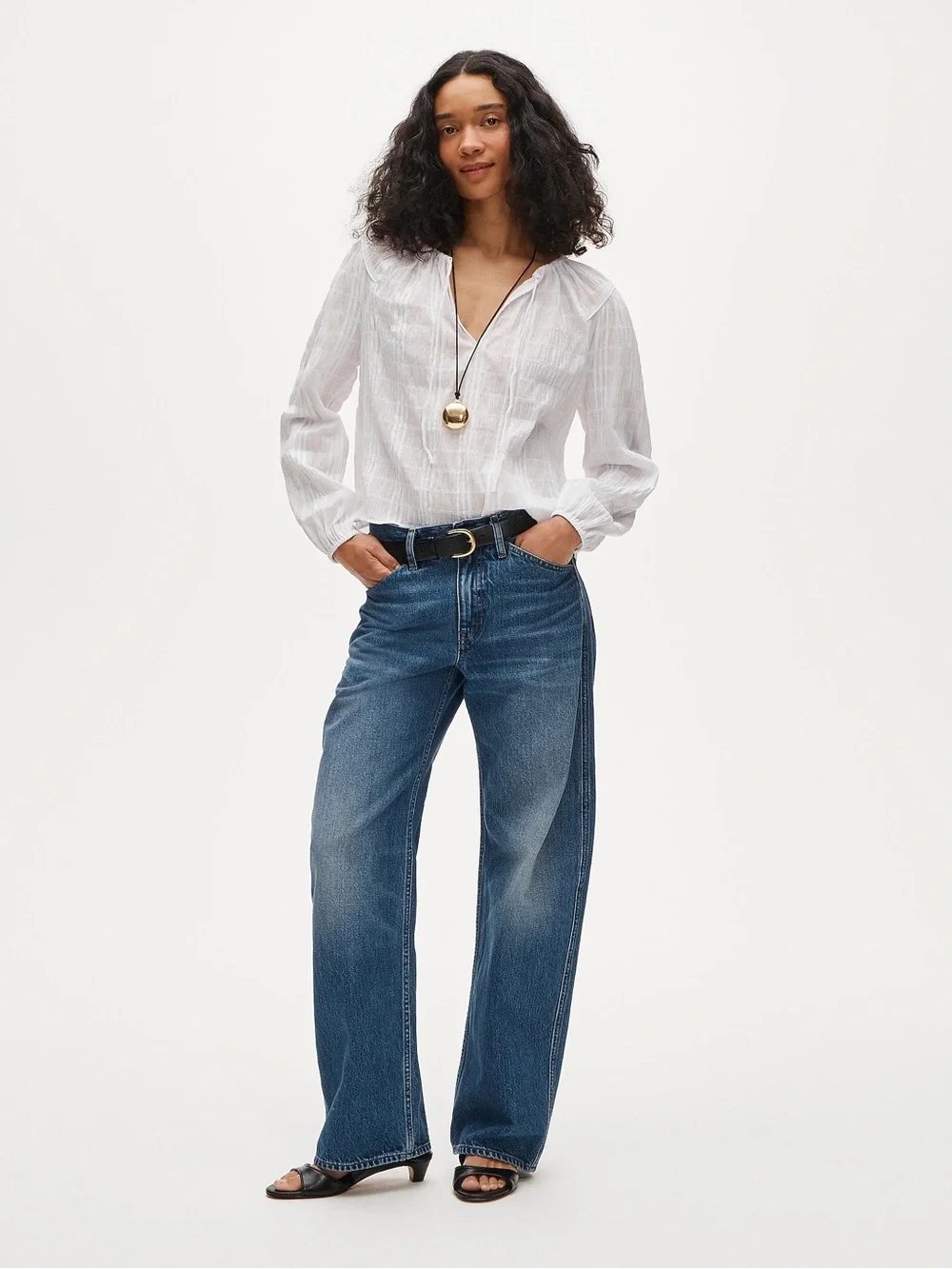 J.CREW Tie-Front Popover Top, Size M